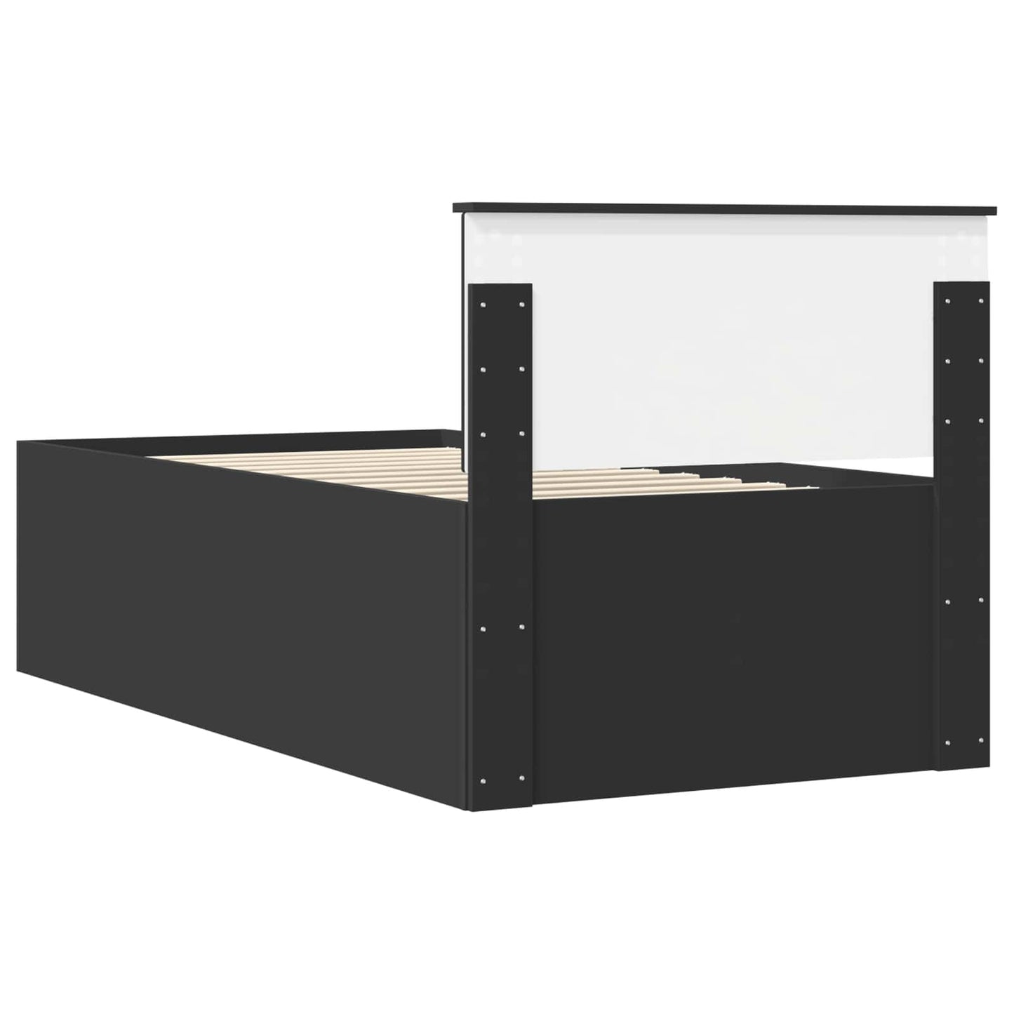 Nappaliágy fiókkal fejtámlával Fekete 90 x 200 cm Faanyag