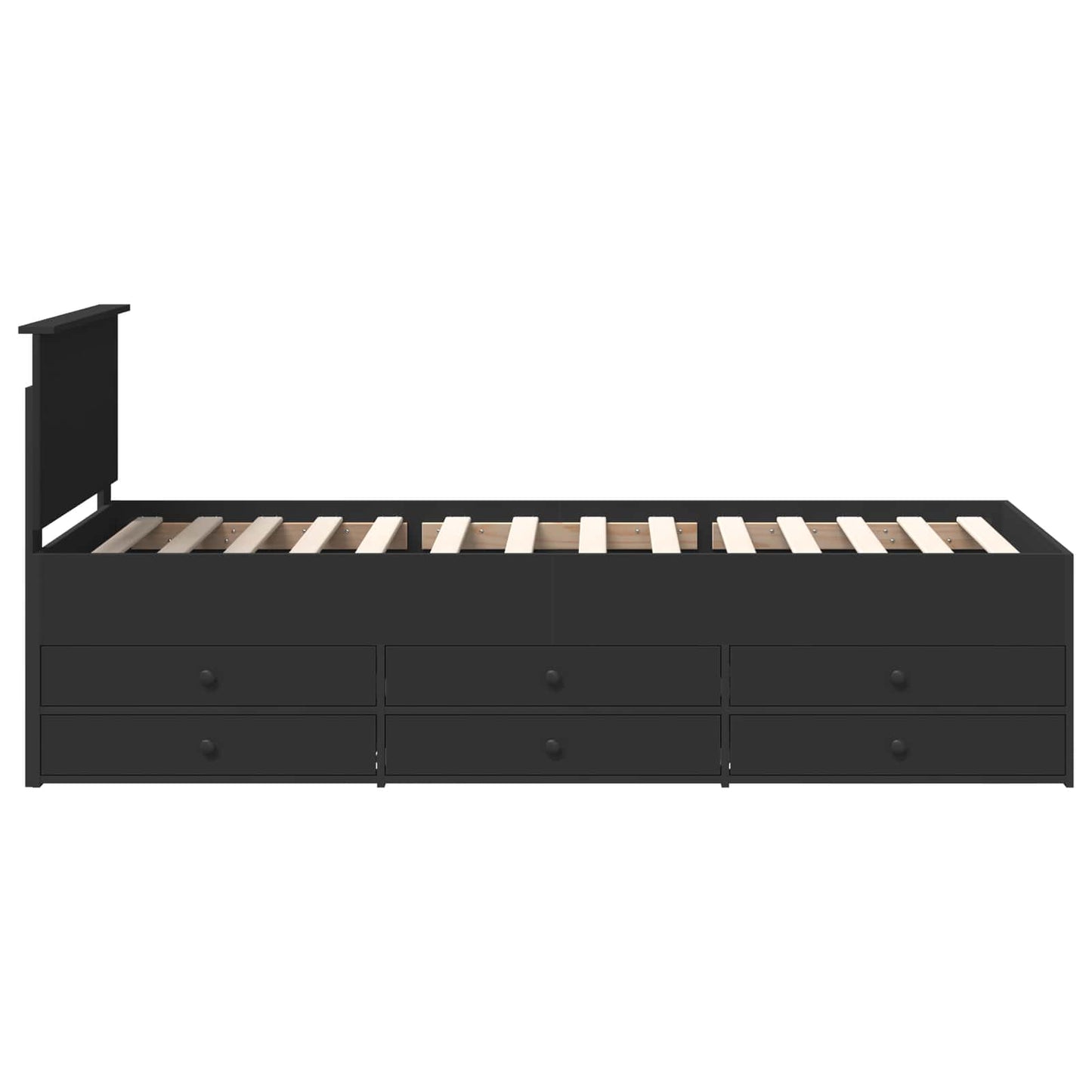 Nappaliágy fiókkal fejtámlával Fekete 90 x 200 cm Faanyag
