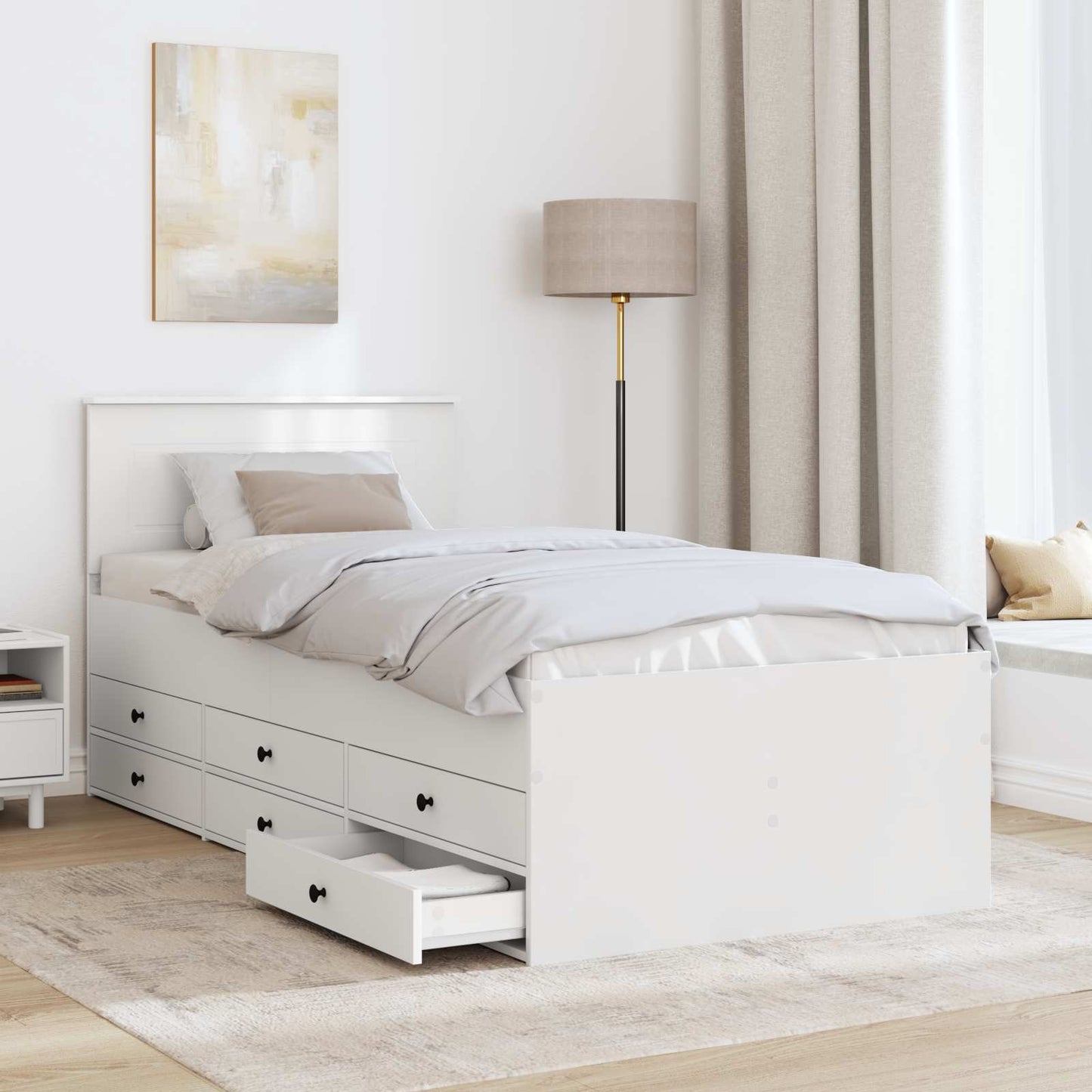 Nappaliágy fiókkal Fehér és fekete 75 x 190 cm Szerelt Fa