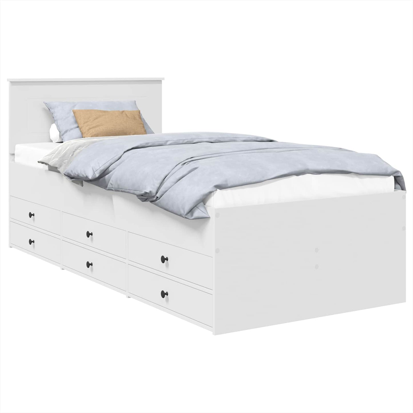 Nappaliágy fiókkal Fehér és fekete 75 x 190 cm Szerelt Fa