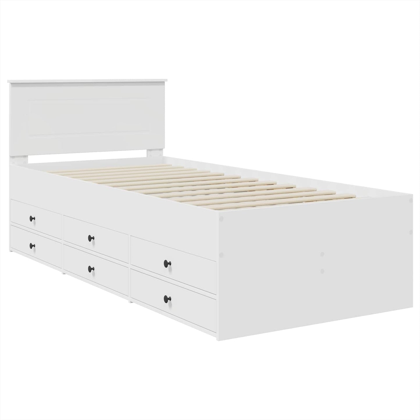 Nappaliágy fiókkal Fehér és fekete 75 x 190 cm Szerelt Fa