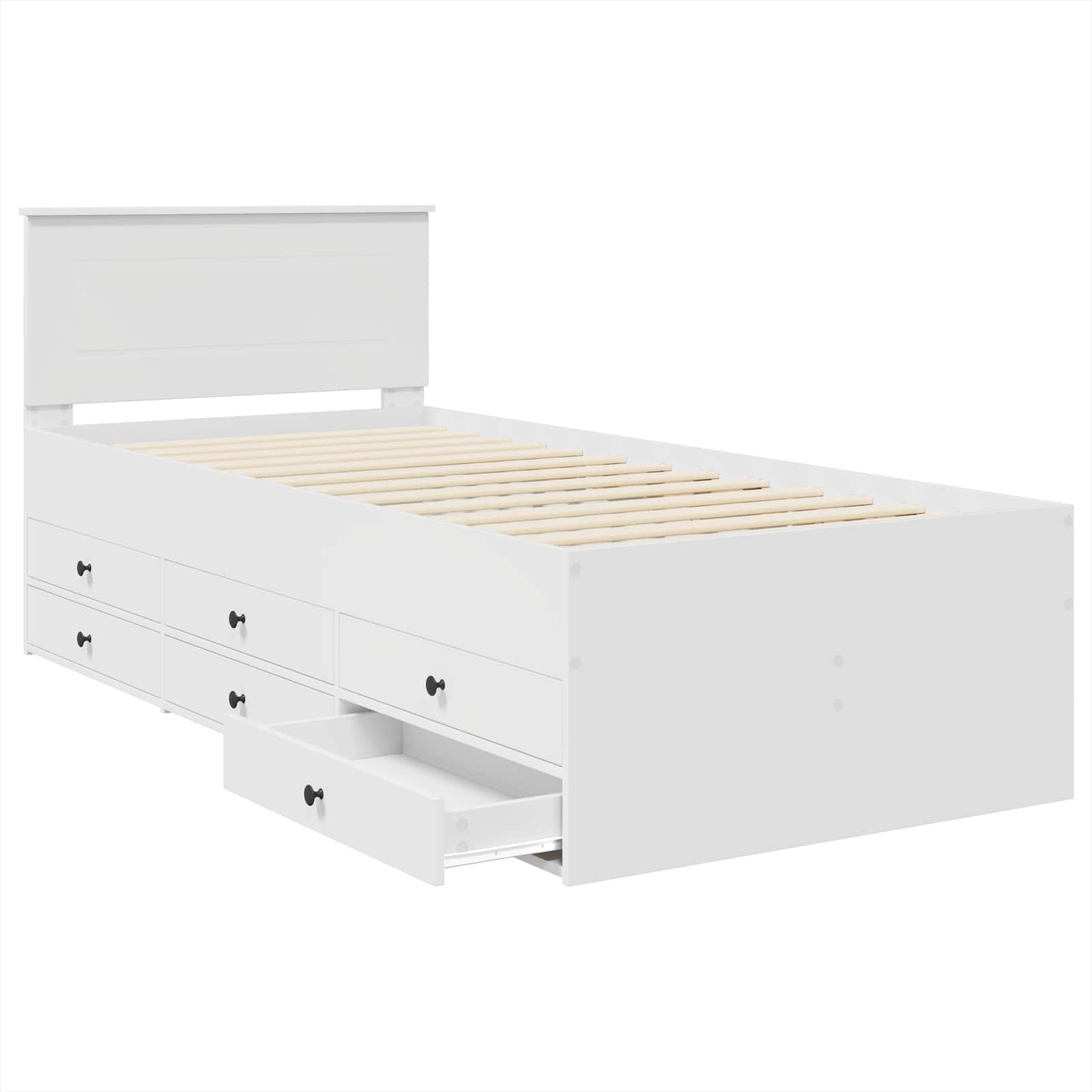 Nappaliágy fiókkal Fehér és fekete 75 x 190 cm Szerelt Fa