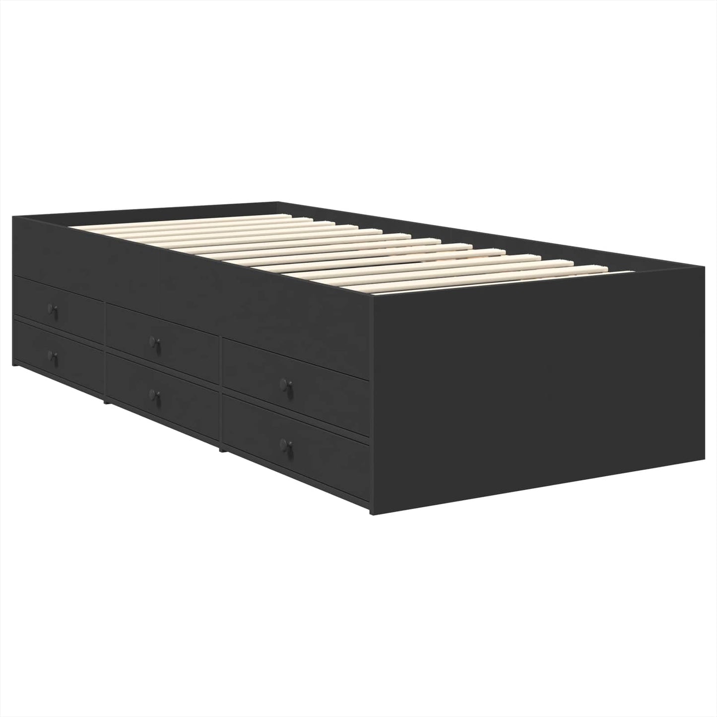 Nappaliágy fiókkal fejtámlával Fekete 75 x 190 cm Szerelt Fa
