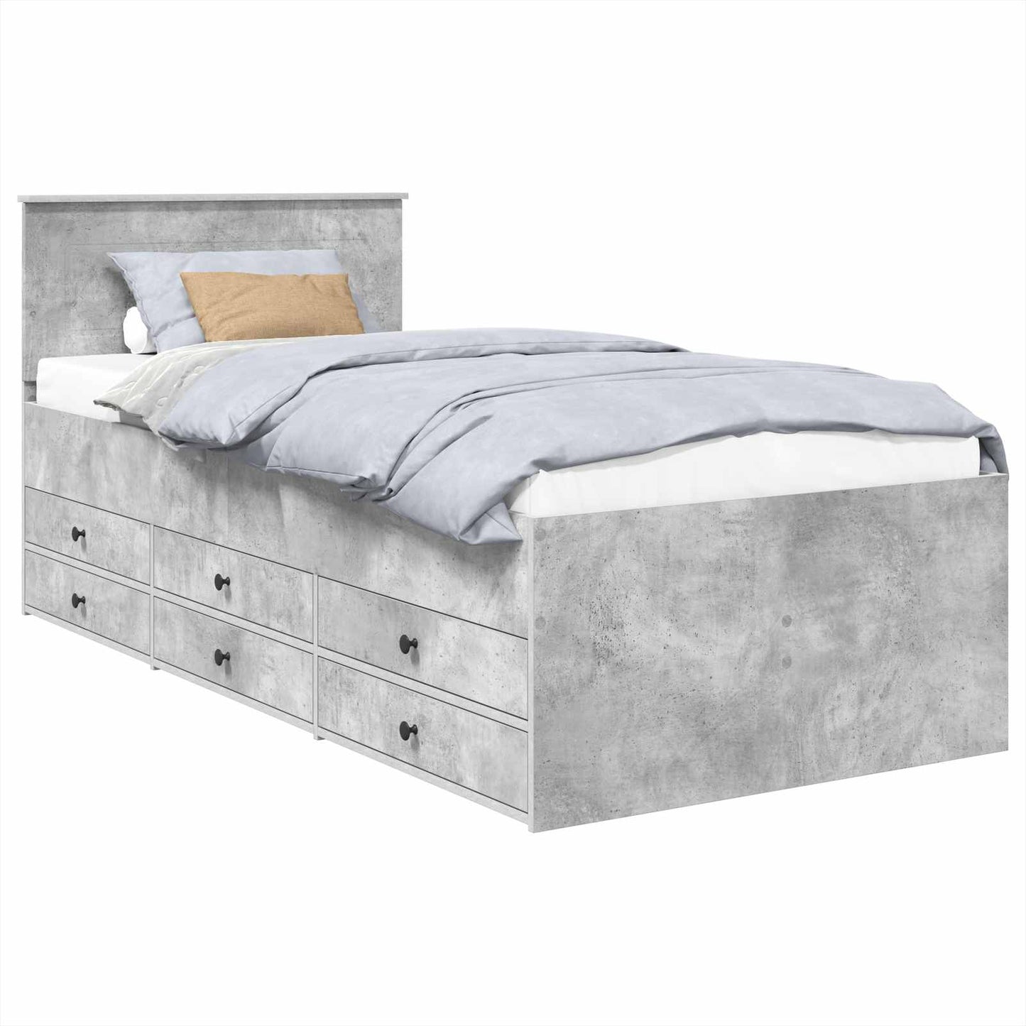 Nappaliágy Beton Szürke és Fekete 70 x 190 cm Szerelt Fa