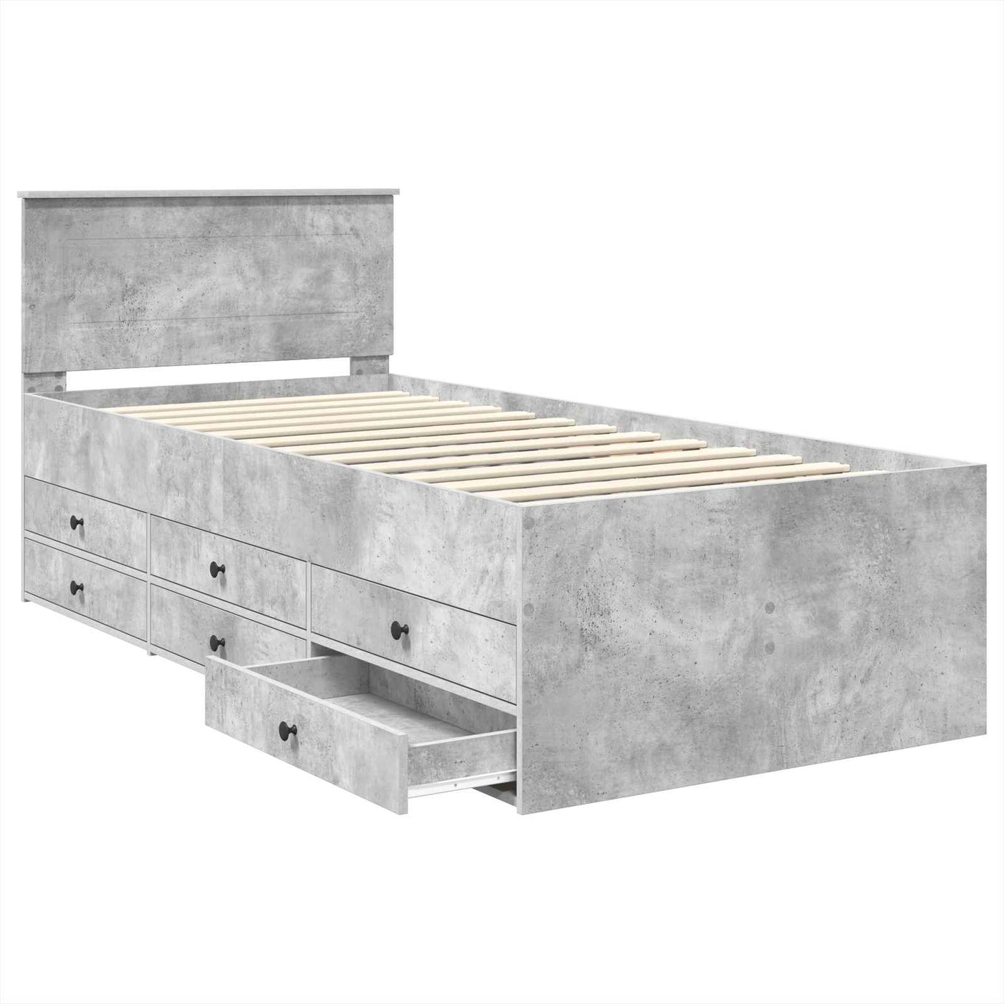 Nappaliágy Beton Szürke és Fekete 70 x 190 cm Szerelt Fa