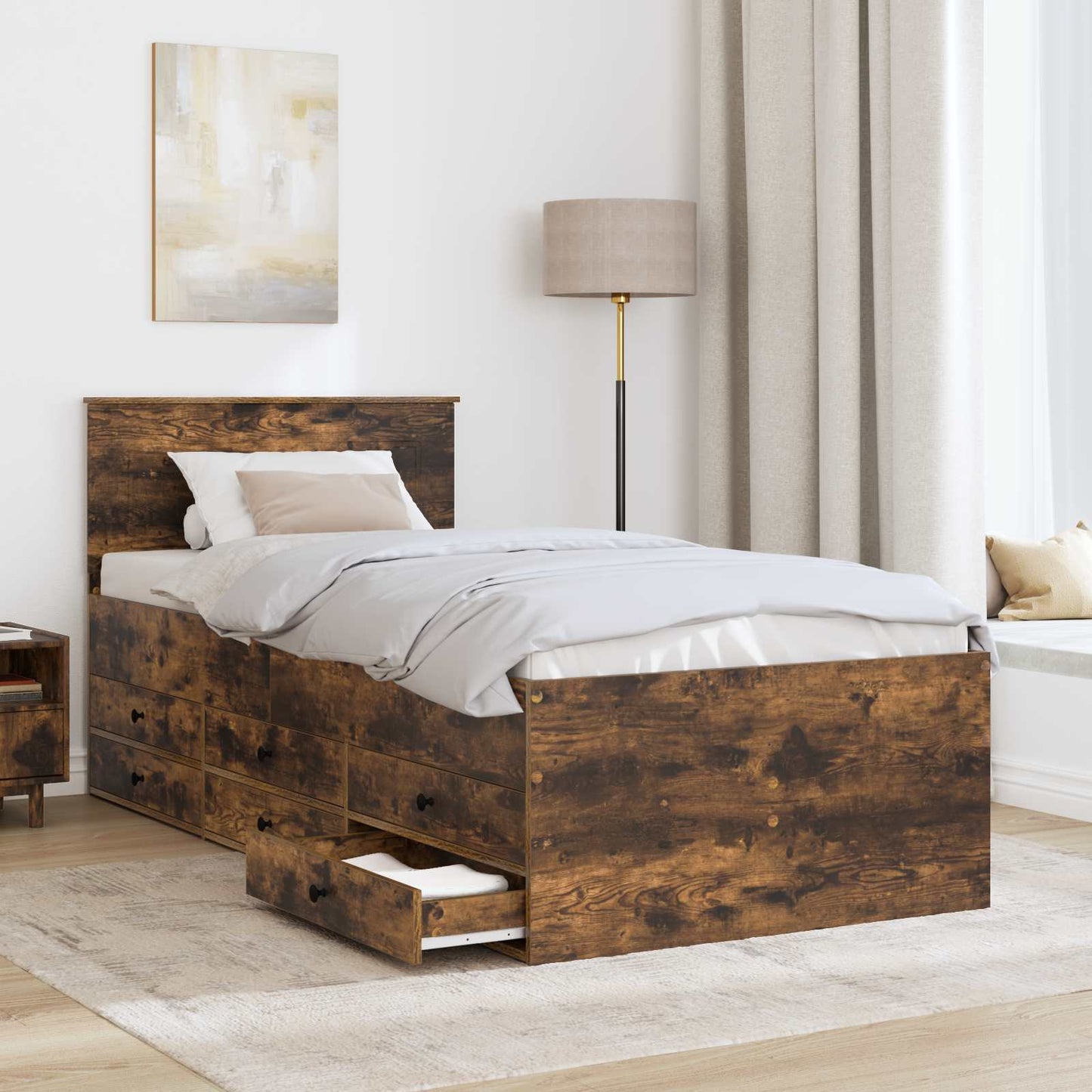 Nappaliágy Füstölt Tölgy és Fekete 75 x 190 cm Szerelt Fa