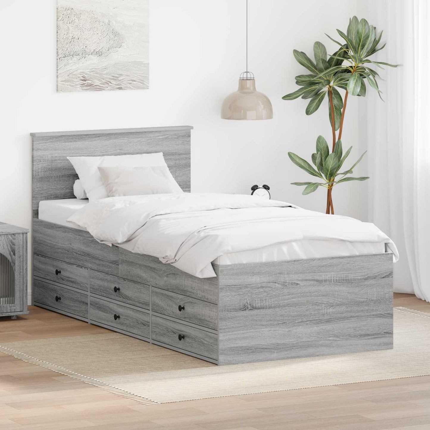 Nappaliágy Szürke Sonoma és Fekete 75 x 190 cm Szerelt Fa
