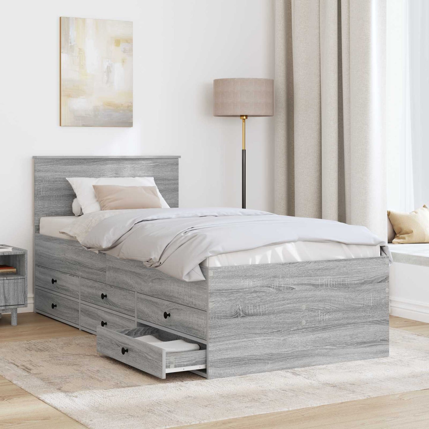 Nappaliágy Szürke Sonoma és Fekete 75 x 190 cm Szerelt Fa