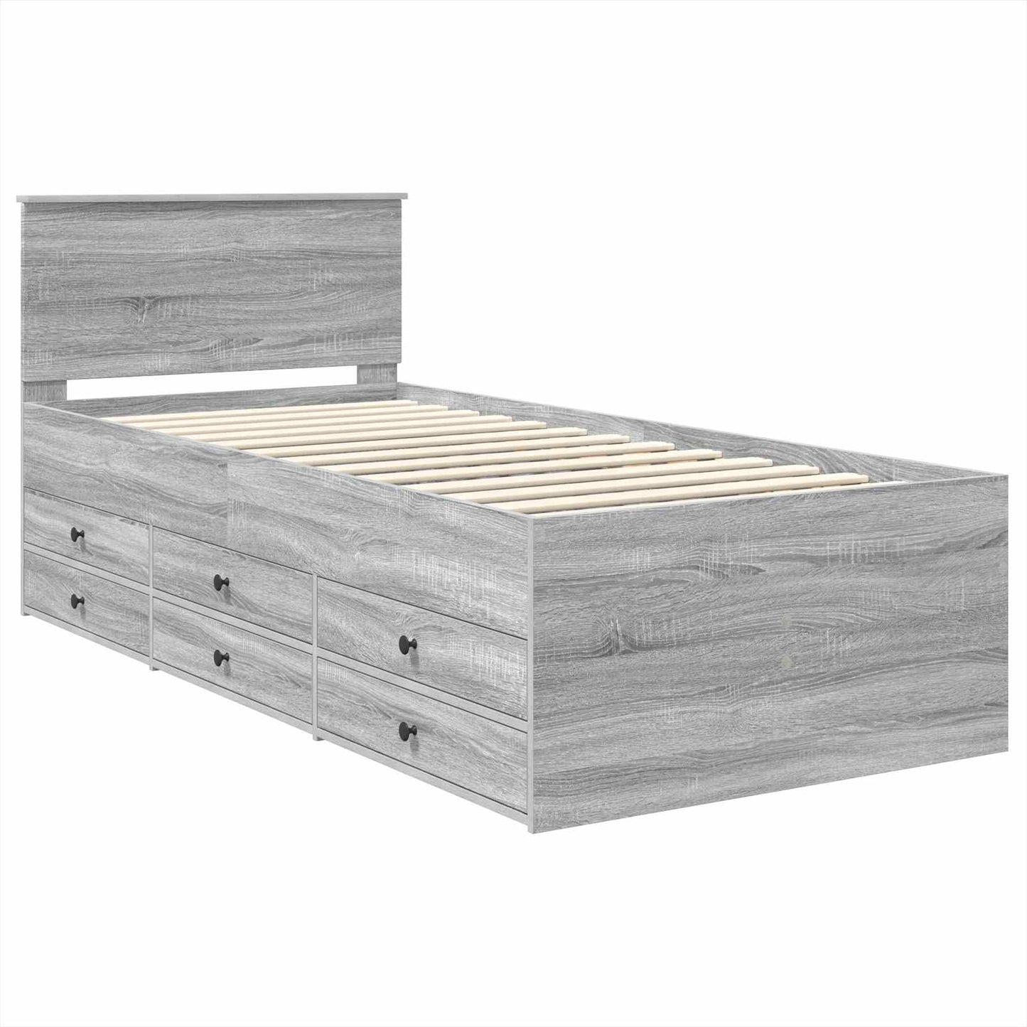 Nappaliágy Szürke Sonoma és Fekete 75 x 190 cm Szerelt Fa