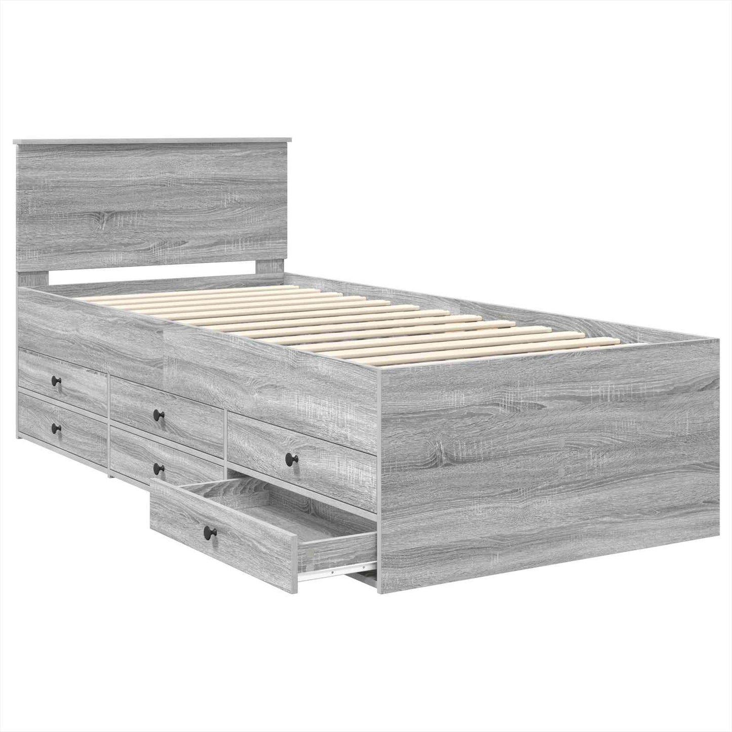 Nappaliágy Szürke Sonoma és Fekete 75 x 190 cm Szerelt Fa