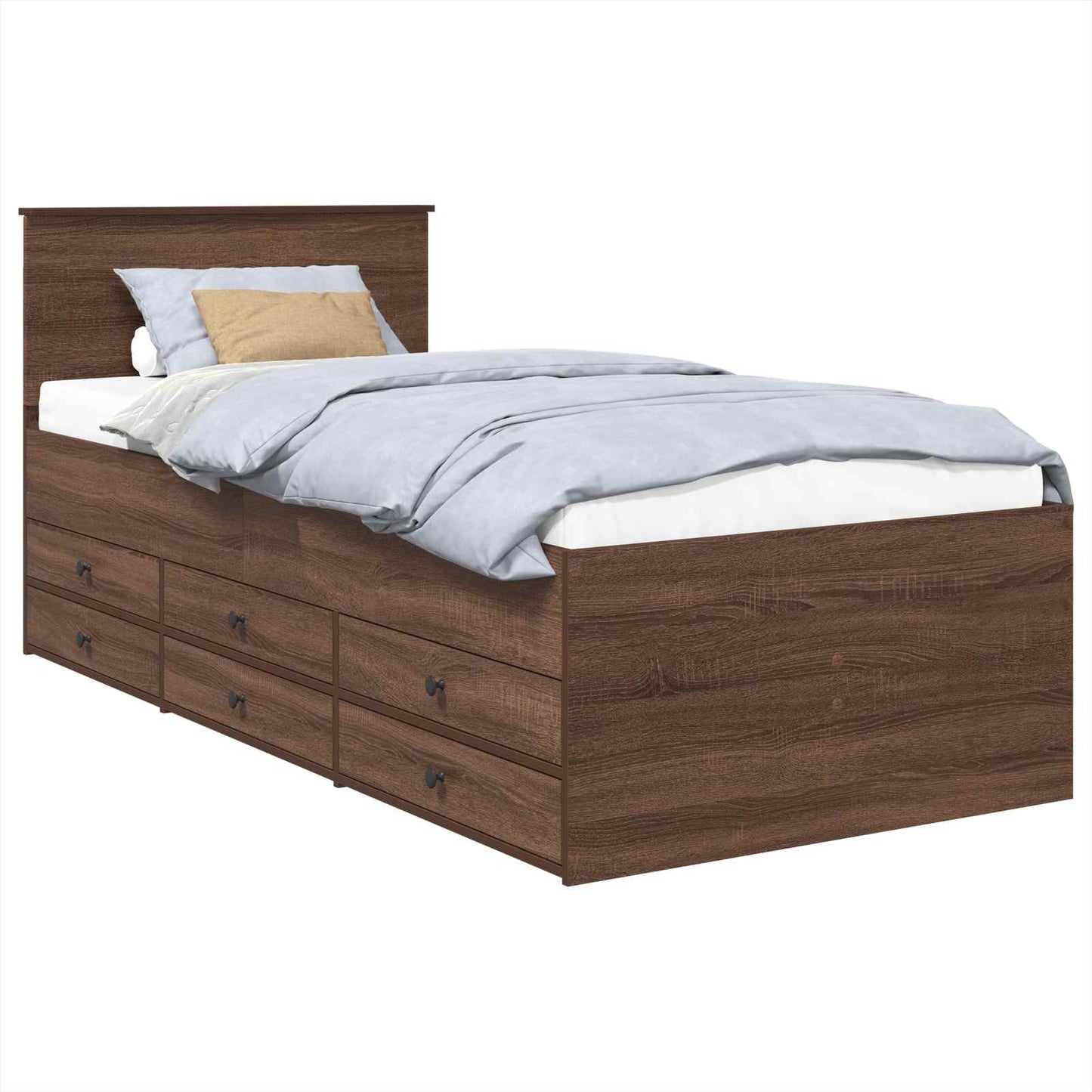 Nappaliágy fiókkal Barna Tölgy és Fekete 75 x 190 cm Szerelt Fa