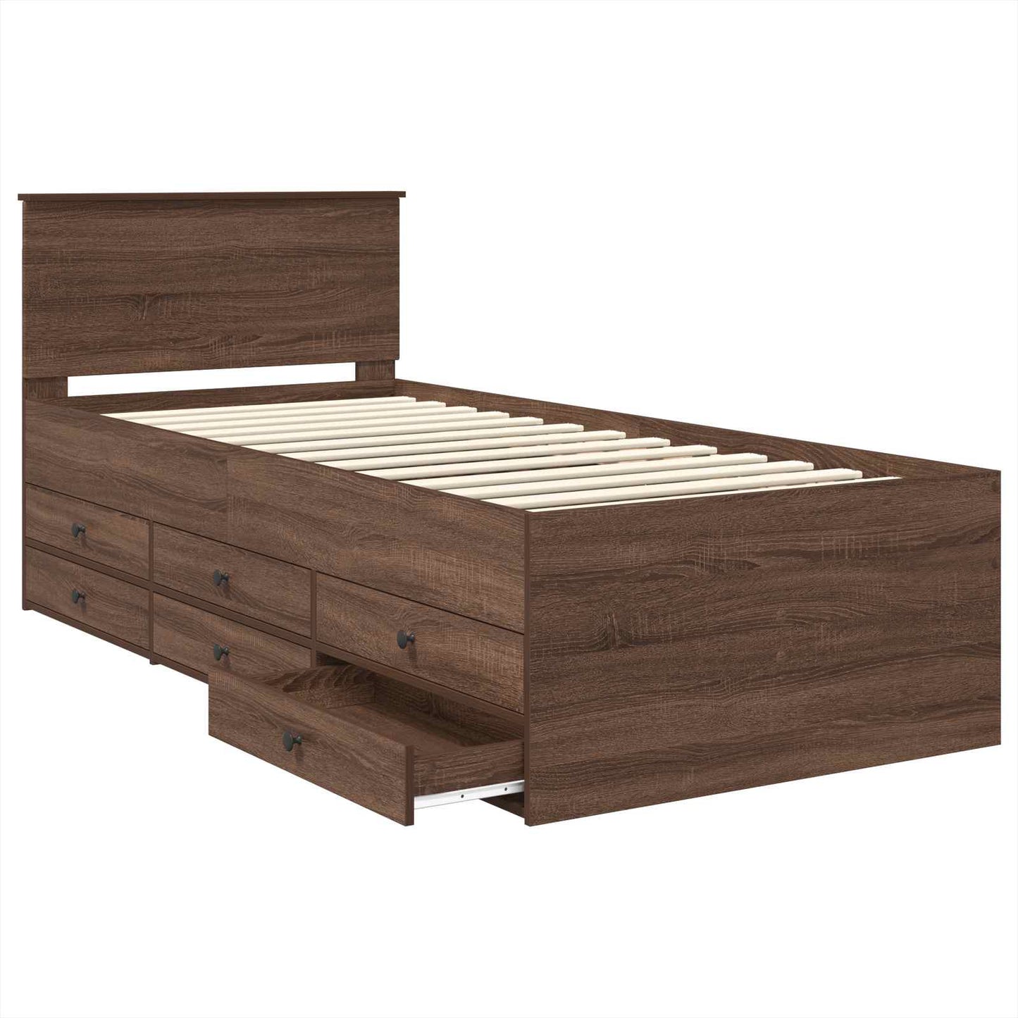 Nappaliágy fiókkal Barna Tölgy és Fekete 75 x 190 cm Szerelt Fa
