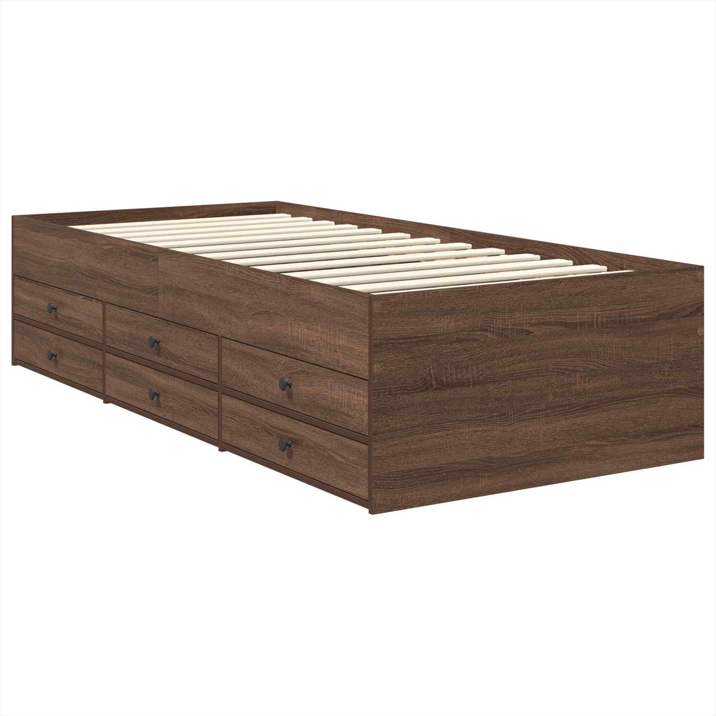 Nappaliágy fiókkal Barna Tölgy és Fekete 75 x 190 cm Szerelt Fa
