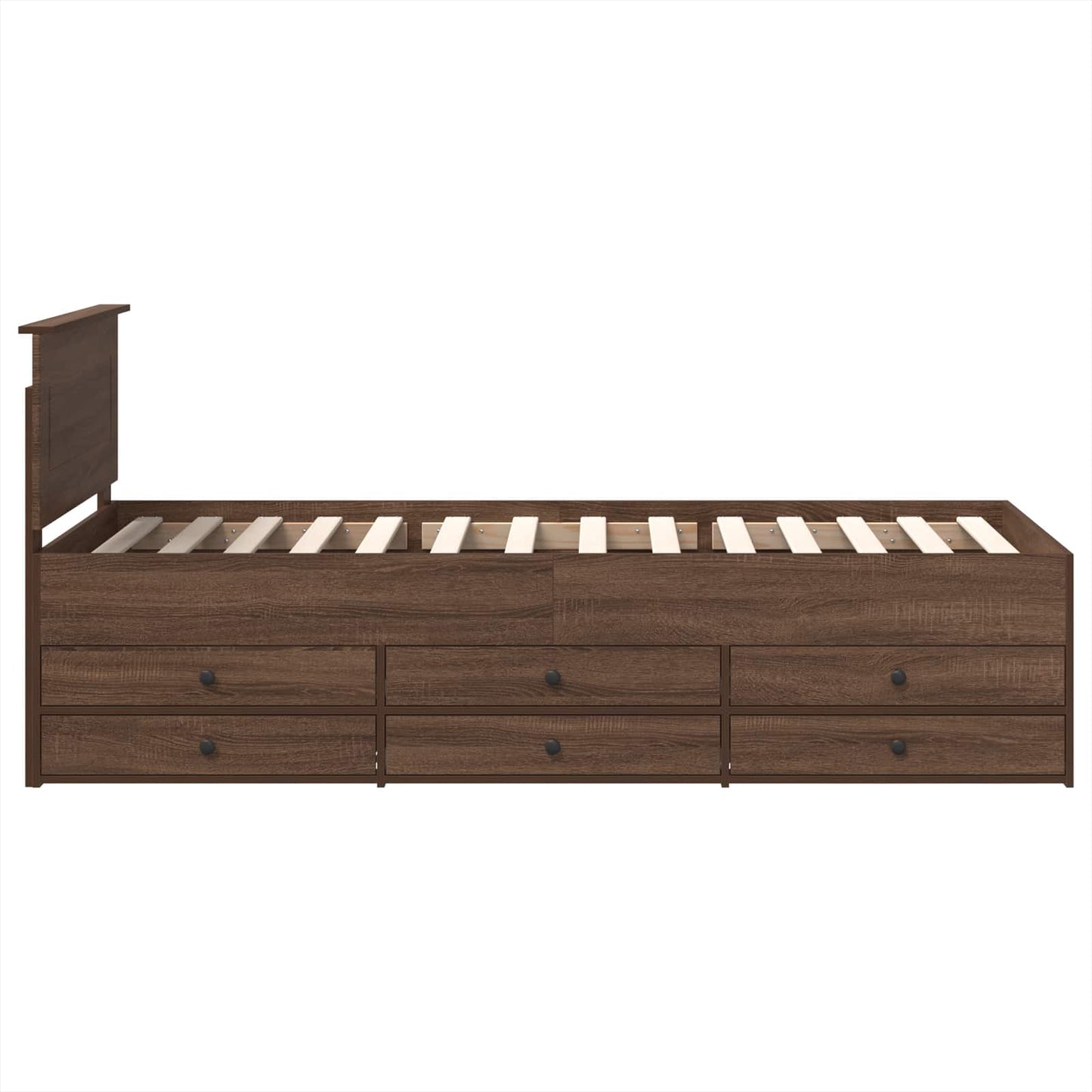 Nappaliágy fiókkal Barna Tölgy és Fekete 75 x 190 cm Szerelt Fa