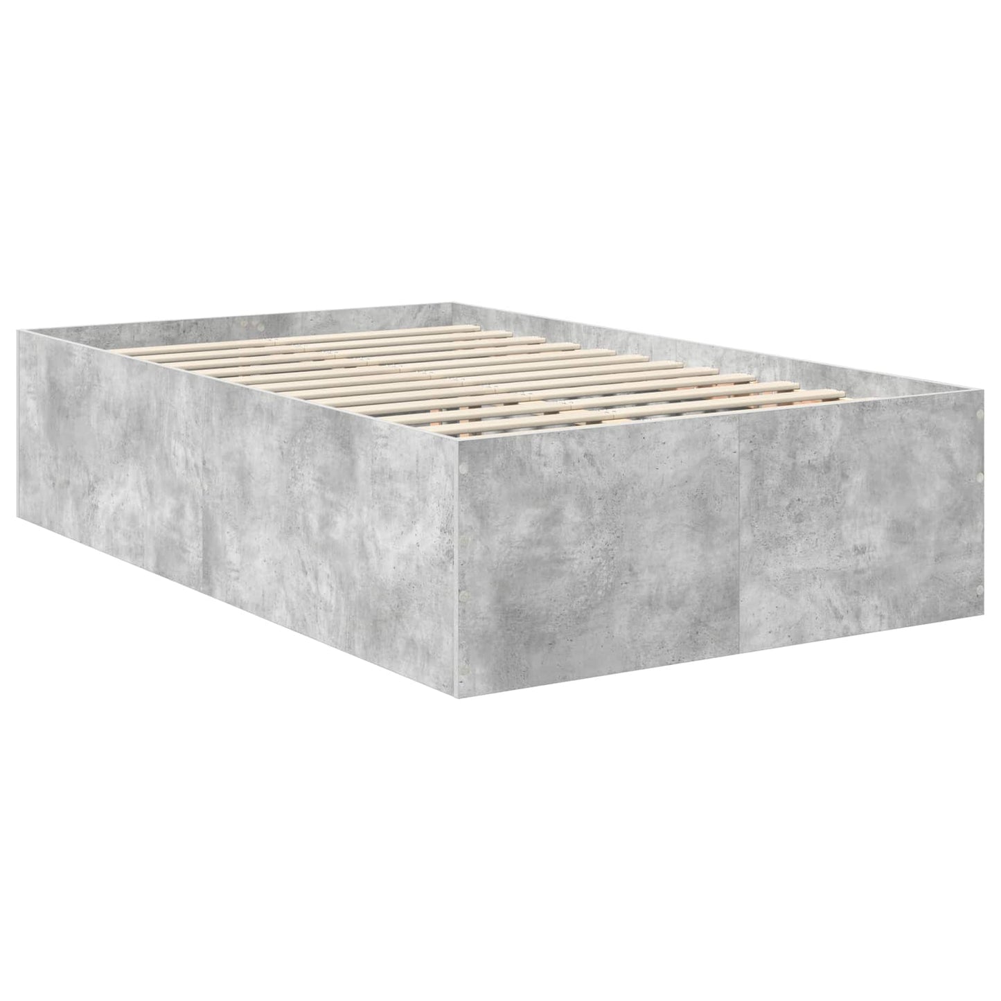 Ágykeret fejtámlával Beton Szürke 135 x 190 cm Szerelt Fa