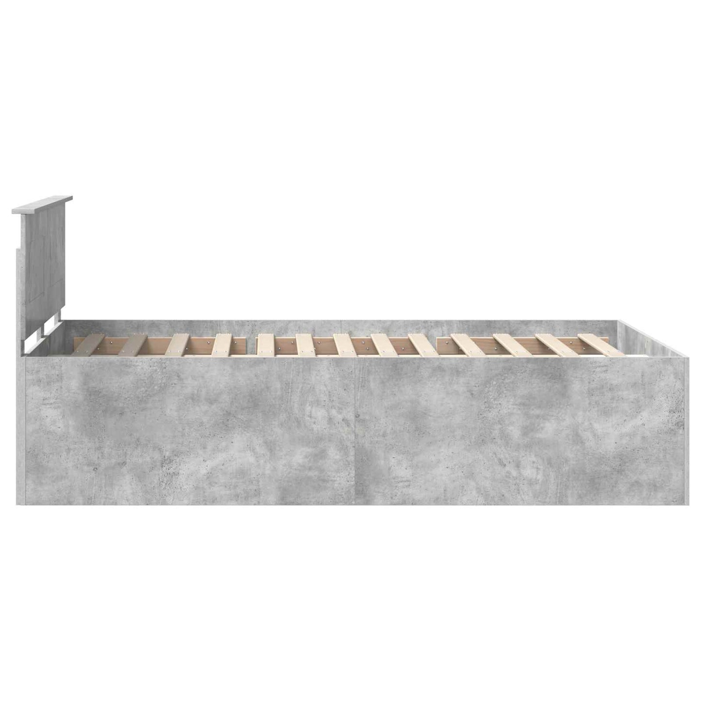 Ágykeret fejtámlával Beton Szürke 135 x 190 cm Szerelt Fa