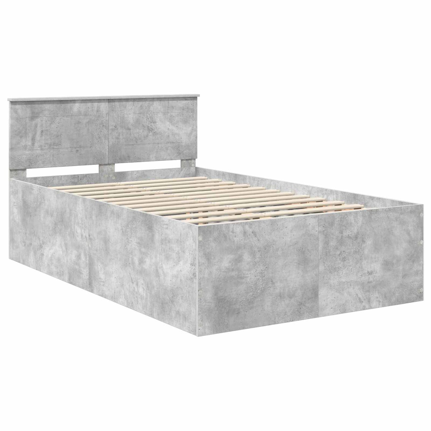Ágykeret fejtámlával Beton Szürke 120 x 190 cm Szerelt Fa
