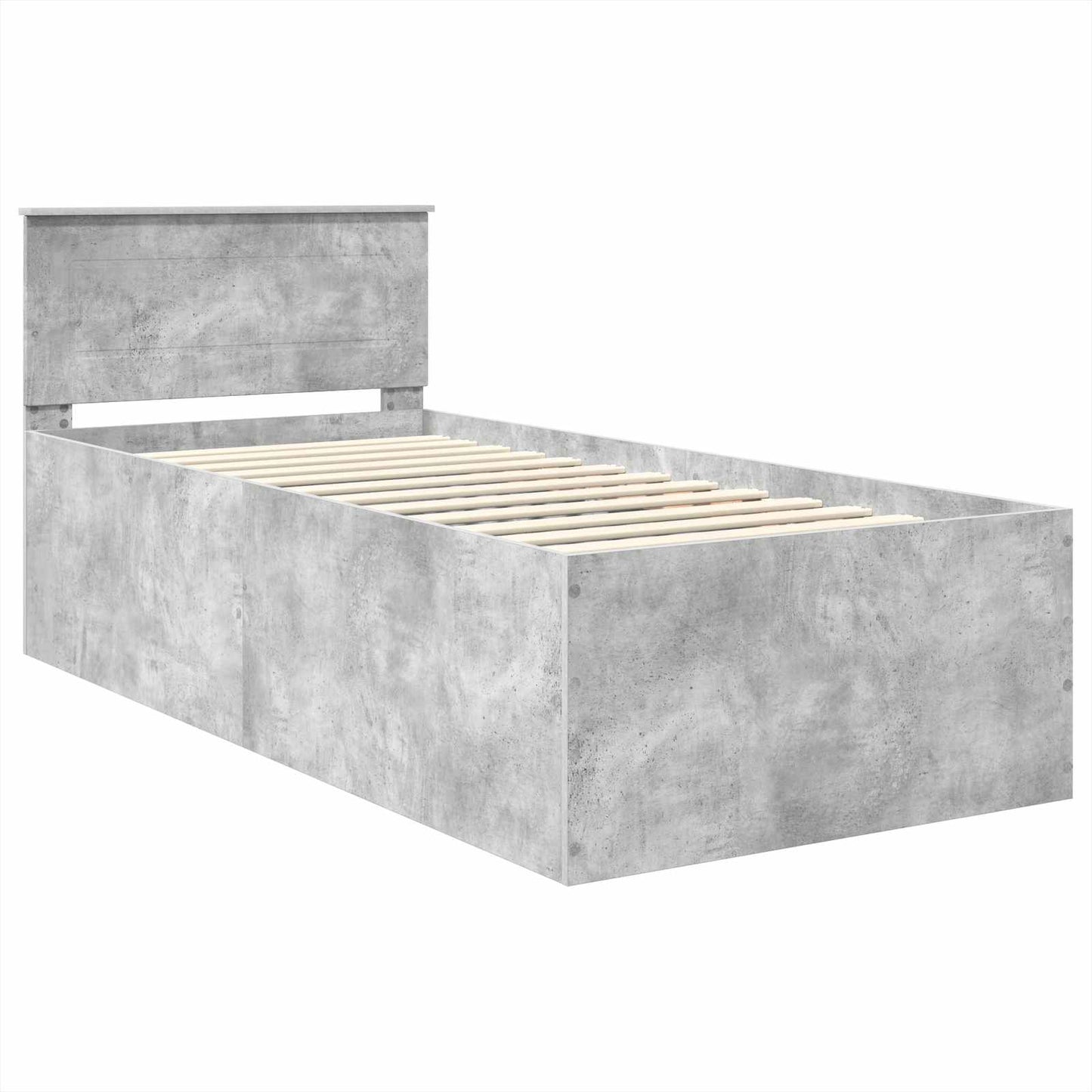 Ágykeret fejtámlával Beton Szürke 90 x 190 cm Faanyag