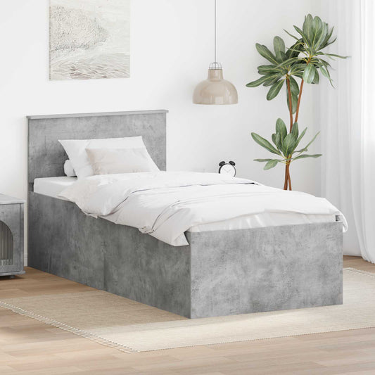 Ágykeret fejtámlával Beton Szürke 75 x 190 cm Faanyag