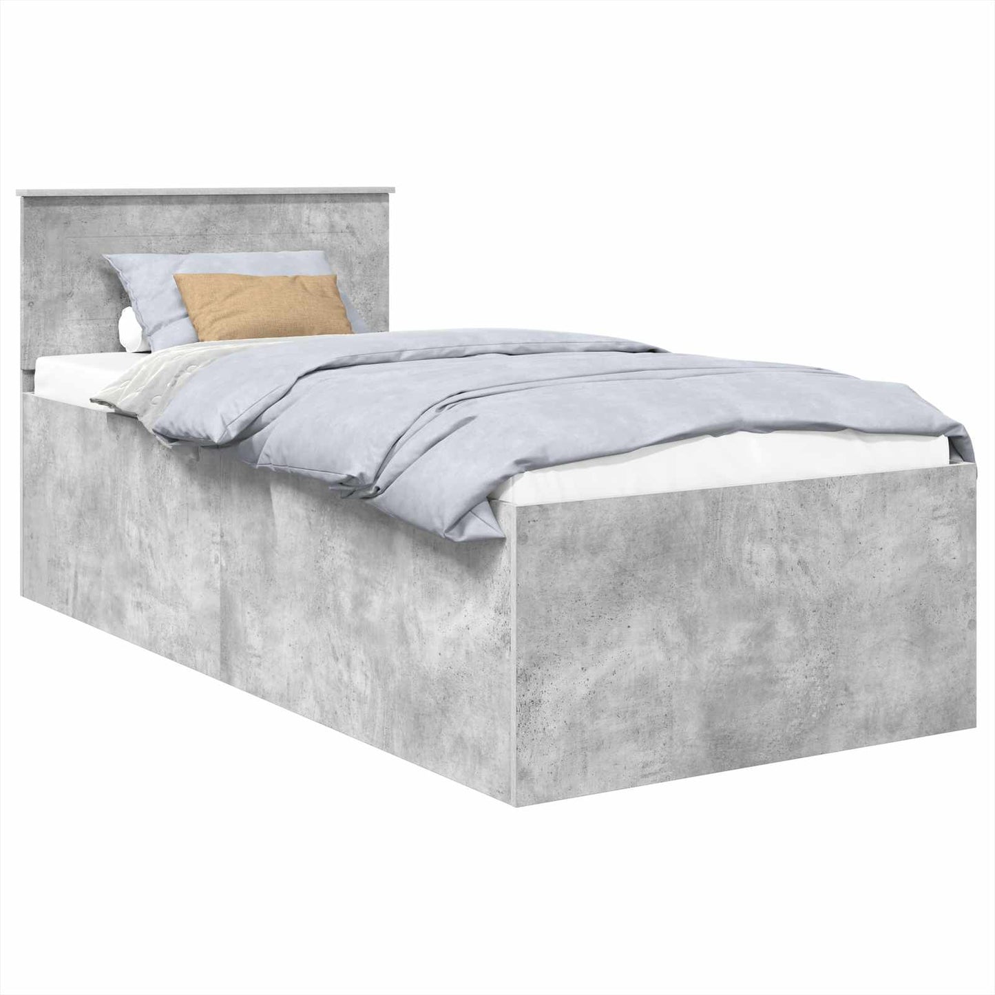 Ágykeret fejtámlával Beton Szürke 75 x 190 cm Faanyag