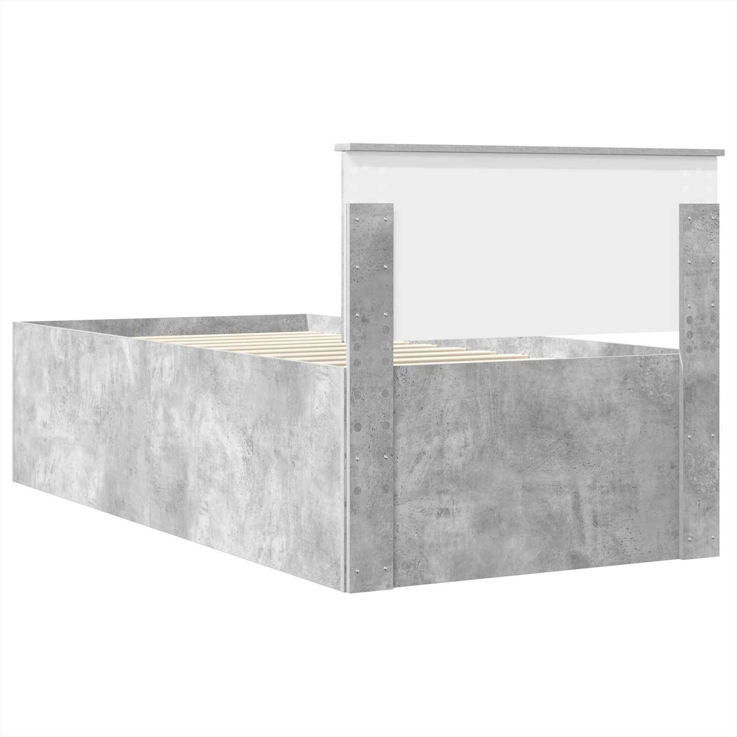 Ágykeret fejtámlával Beton Szürke 75 x 190 cm Faanyag