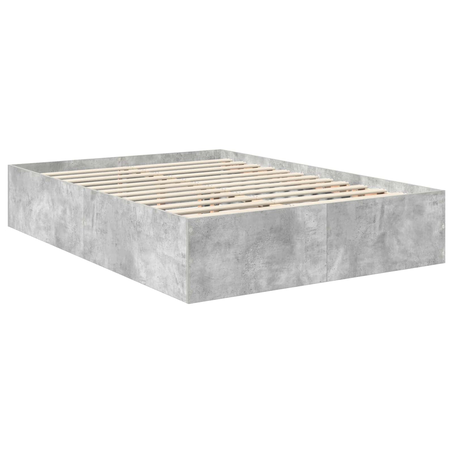 Ágykeret fejtámlával Beton Szürke 150 x 200 cm Szerelt Fa