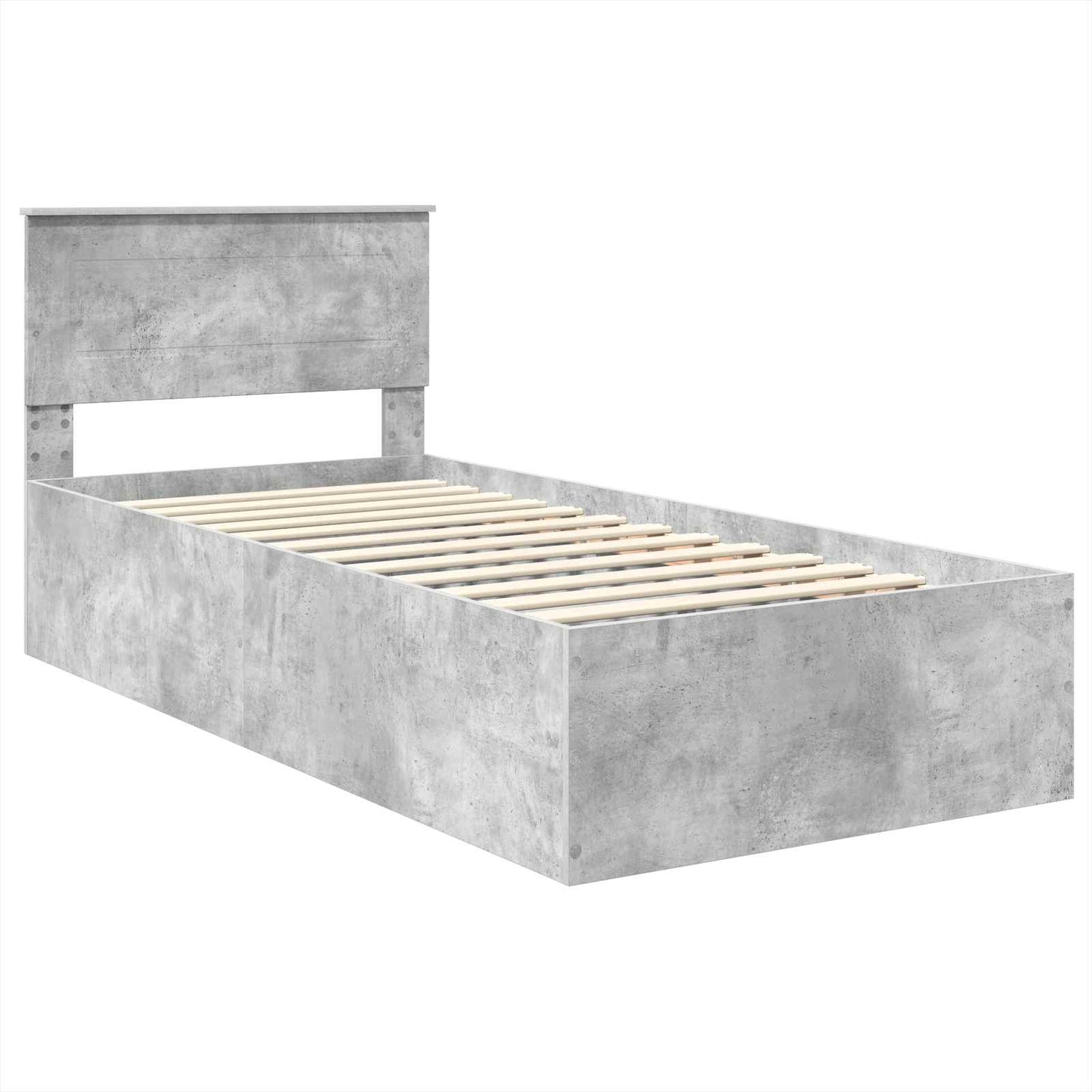 Ágykeret fejtámlával Beton Szürke 100 x 200 cm Szerelt Fa