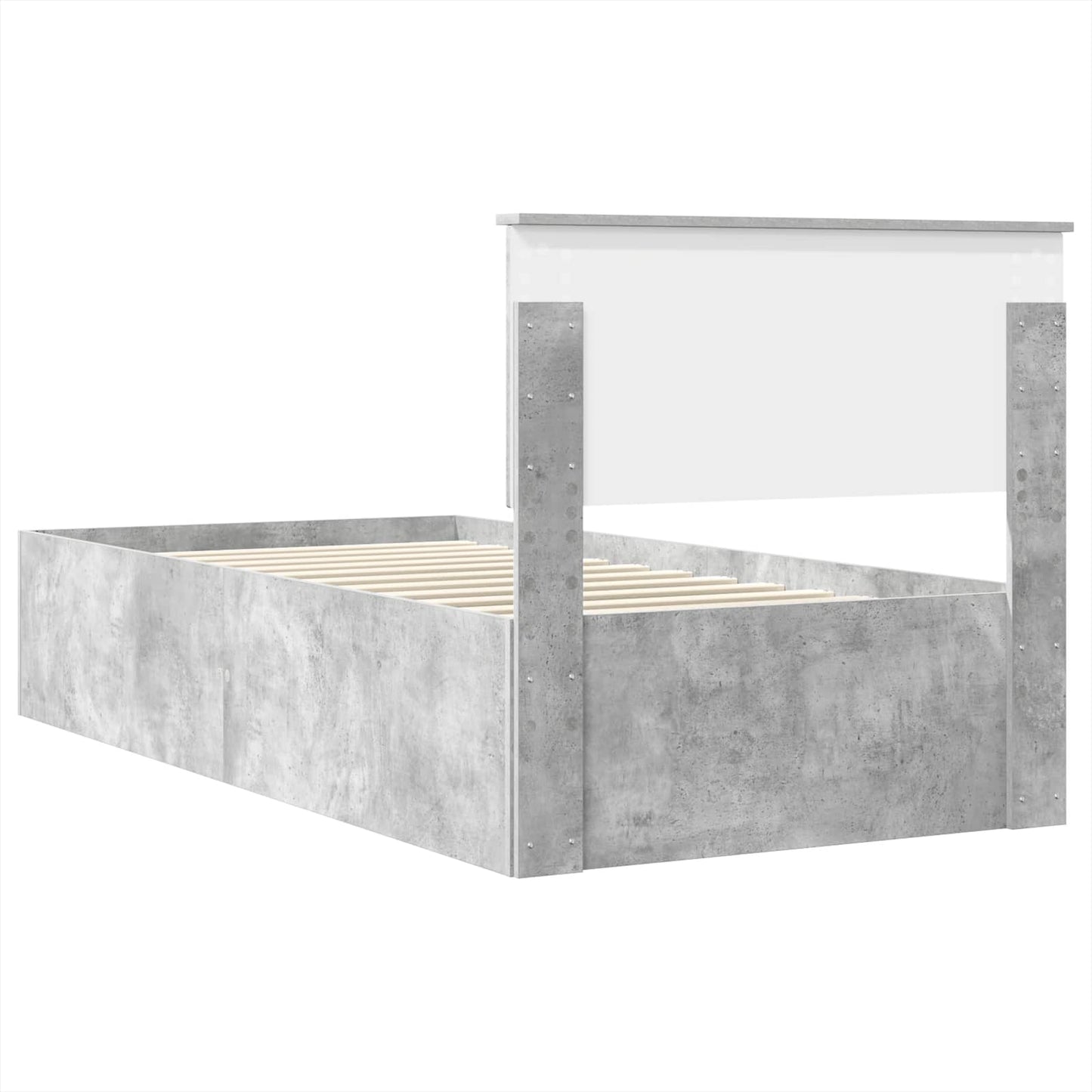 Ágykeret fejtámlával Beton Szürke 100 x 200 cm Szerelt Fa