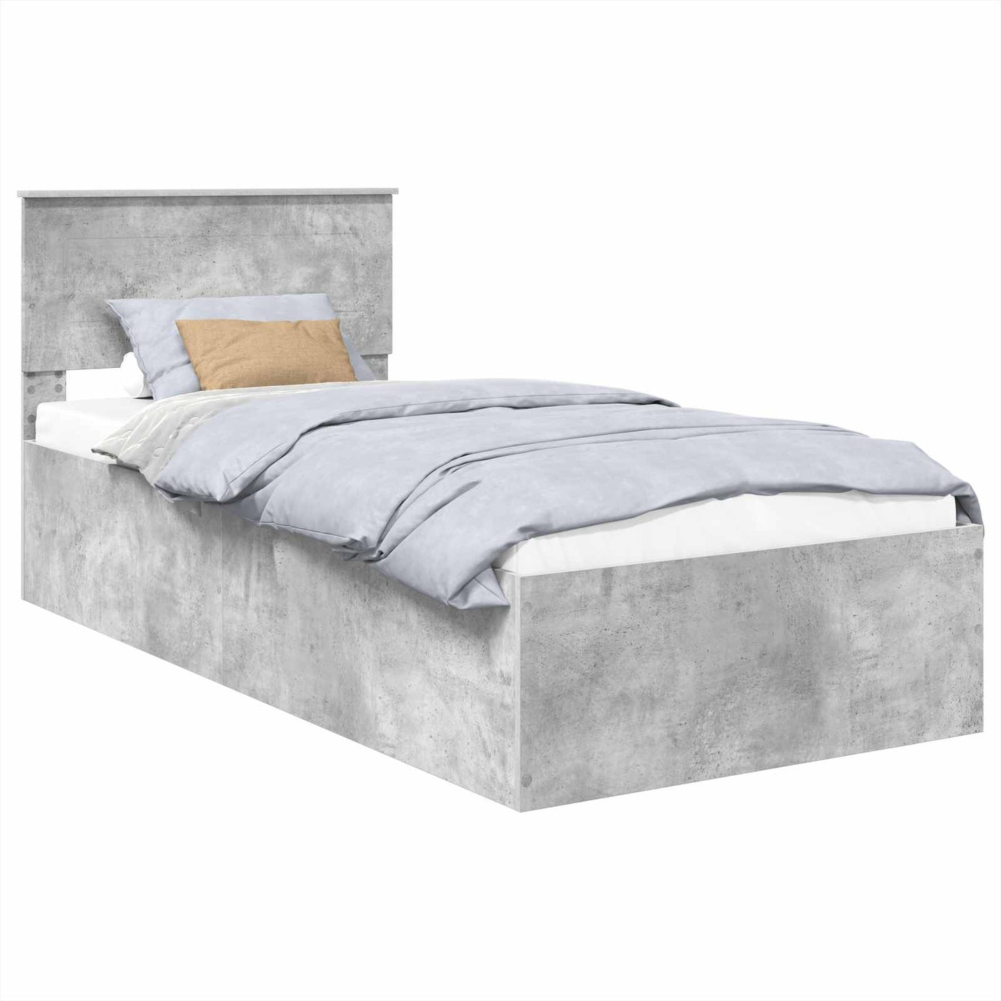 Ágykeret fejtámlával Beton Szürke 75 x 190 cm Szerelt Fa