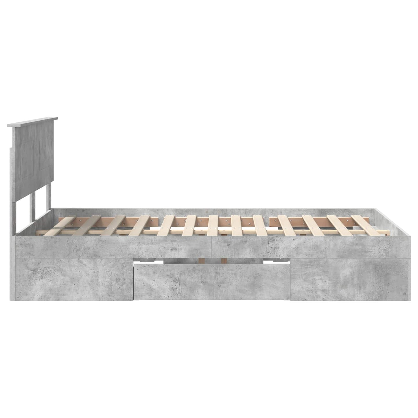 Ágykeret fejtámlával Beton Szürke 120 x 200 cm Szerelt Fa