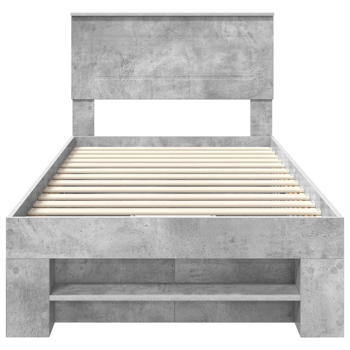 Ágykeret fejtámlával Beton Szürke 80 x 200 cm Faanyag