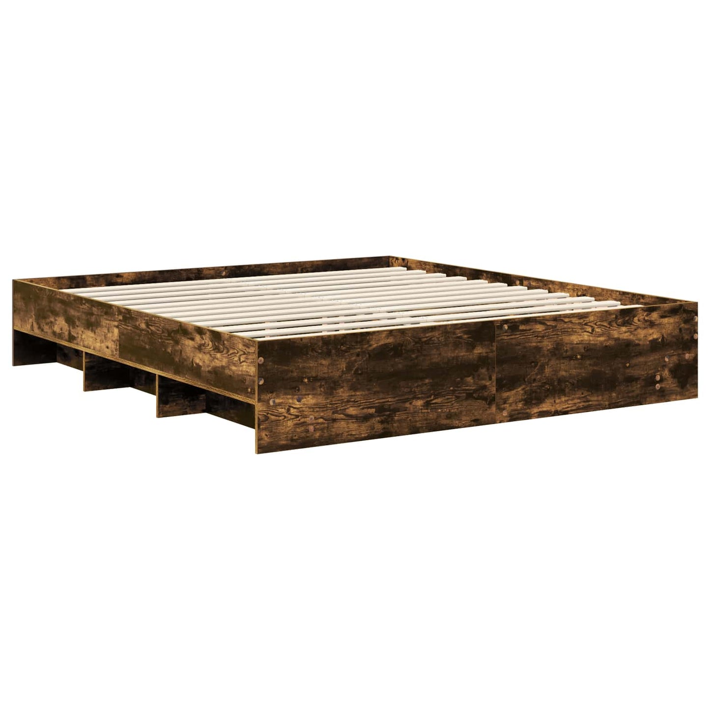 Ágykeret fejtámlával Füstölt tölgy 200 x 200 cm Szerelt Fa