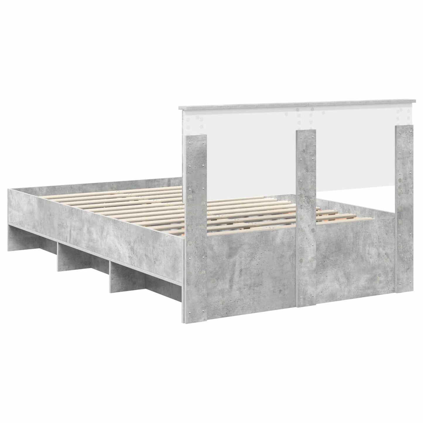 Ágykeret fejtámlával Beton Szürke 120 x 123 cm Szerelt Fa