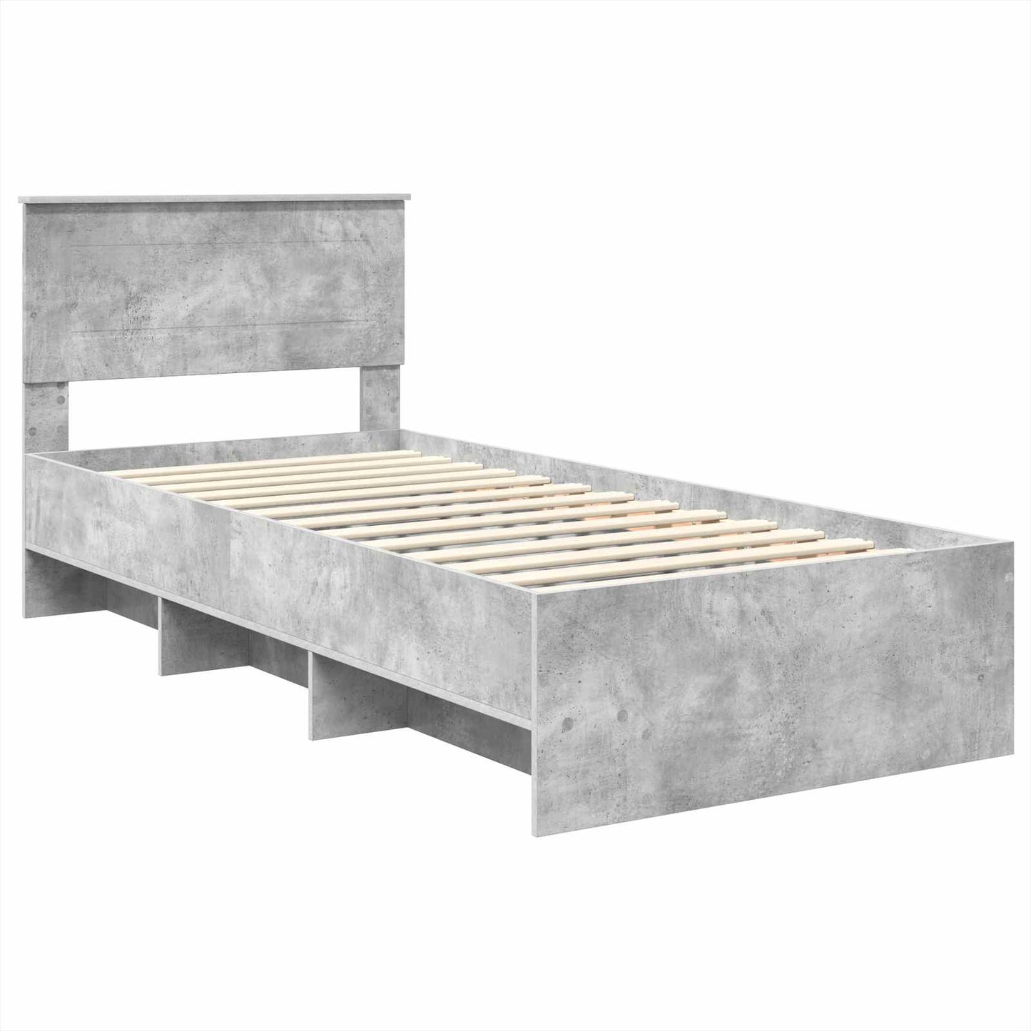 Ágykeret fejtámlával Beton Szürke 80 x 200 cm Szerelt Fa