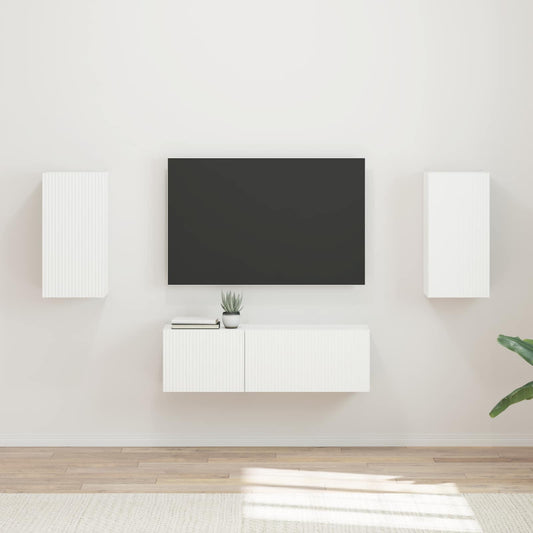 TV falit kabinet szett Falra szerelhető 4 pcs Fehér Faanyag
