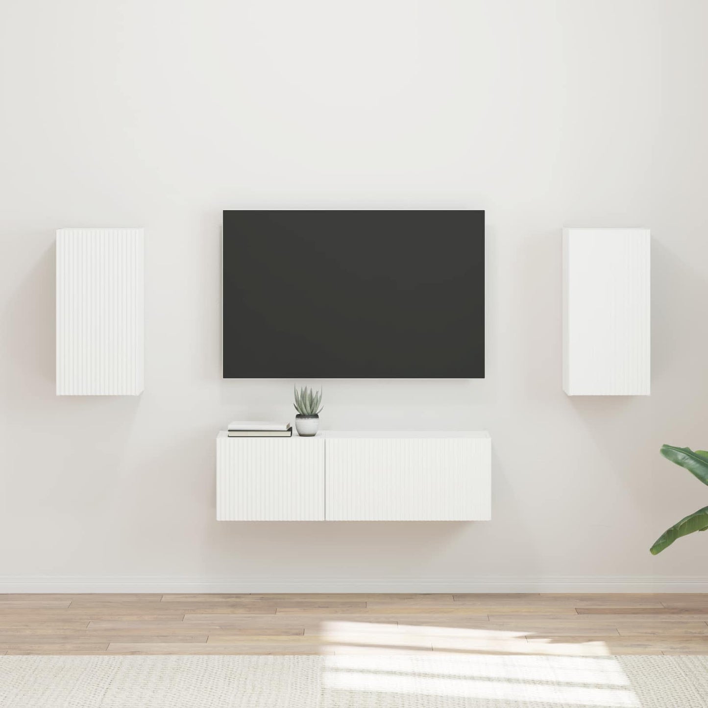 TV falit kabinet szett Falra szerelhető 4 pcs Fehér Faanyag