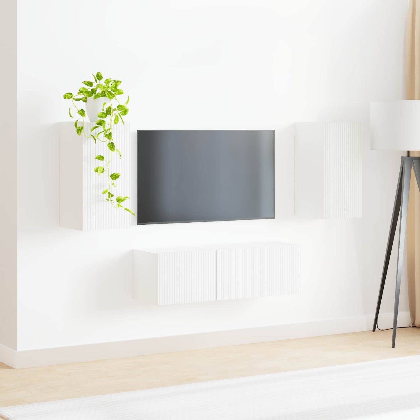 TV falit kabinet szett Falra szerelhető 4 pcs Fehér Faanyag