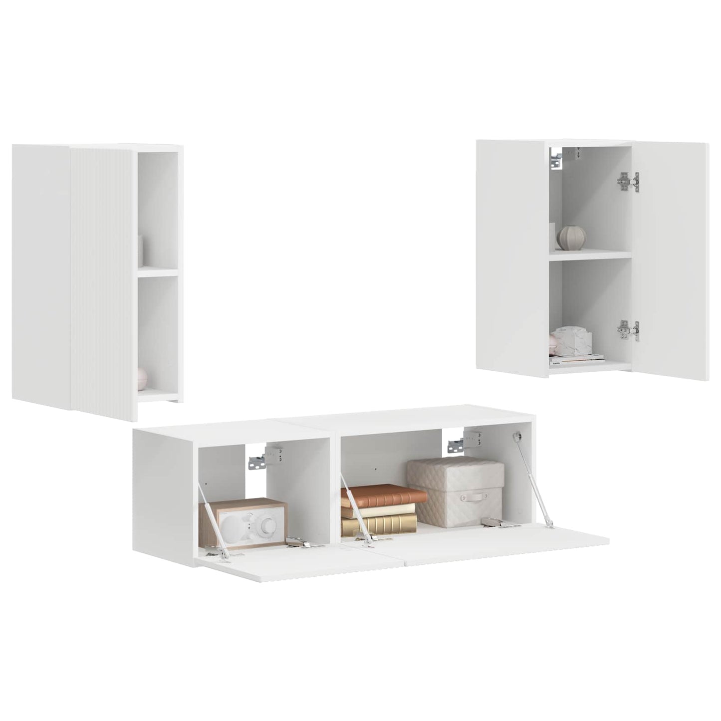 TV falit kabinet szett Falra szerelhető 4 pcs Fehér Faanyag