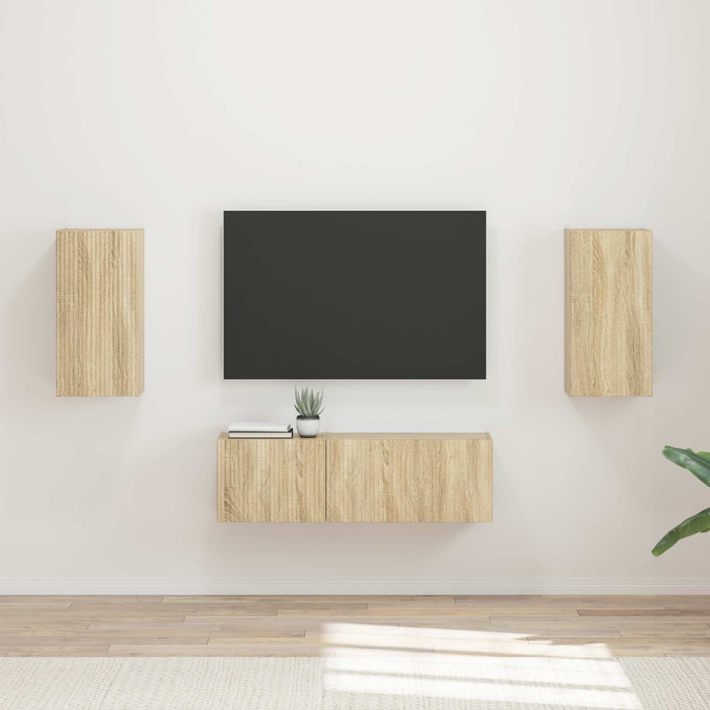 TV falit kabinet szett 4 pcs Sonoma tölgy Szerelt Fa