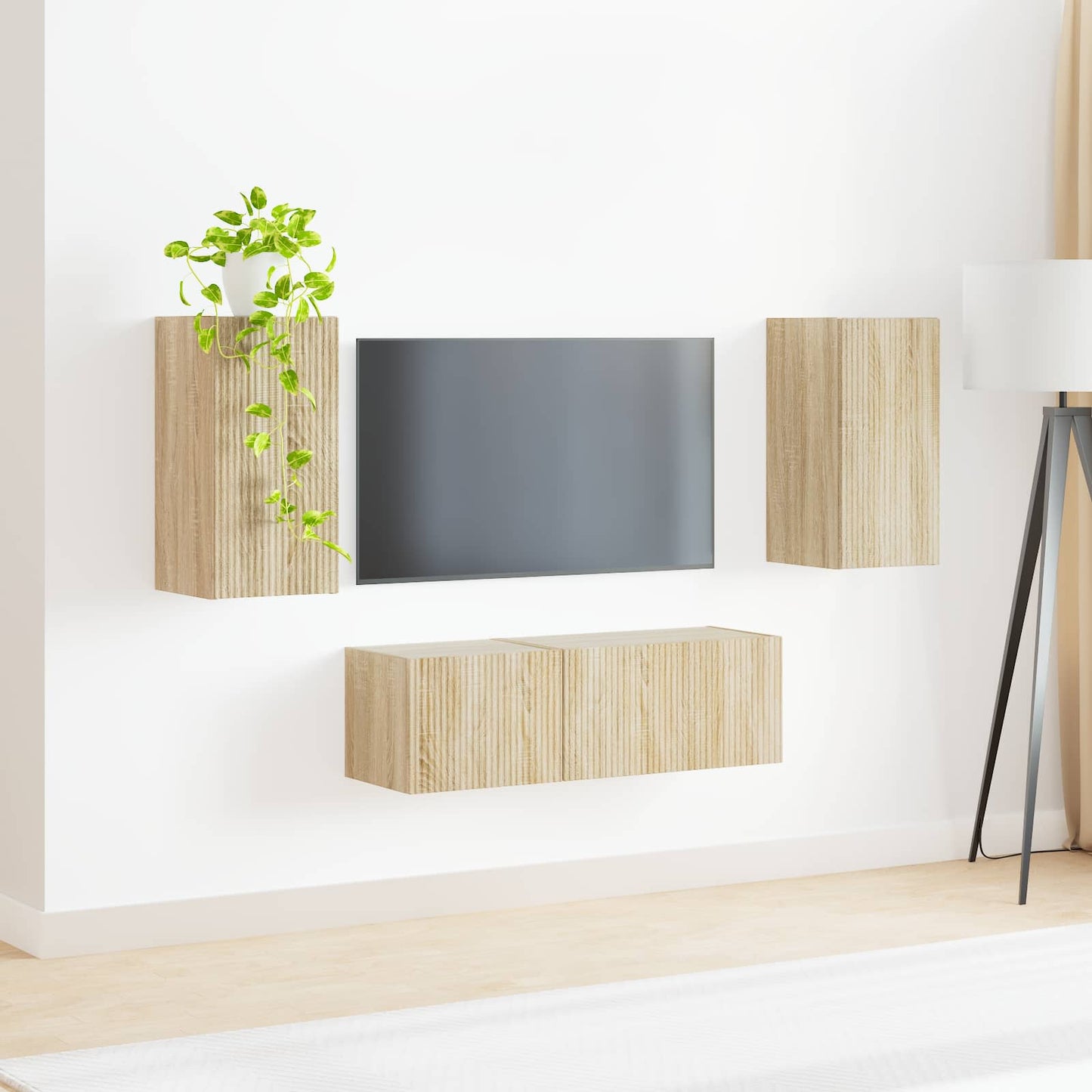 TV falit kabinet szett 4 pcs Sonoma tölgy Szerelt Fa