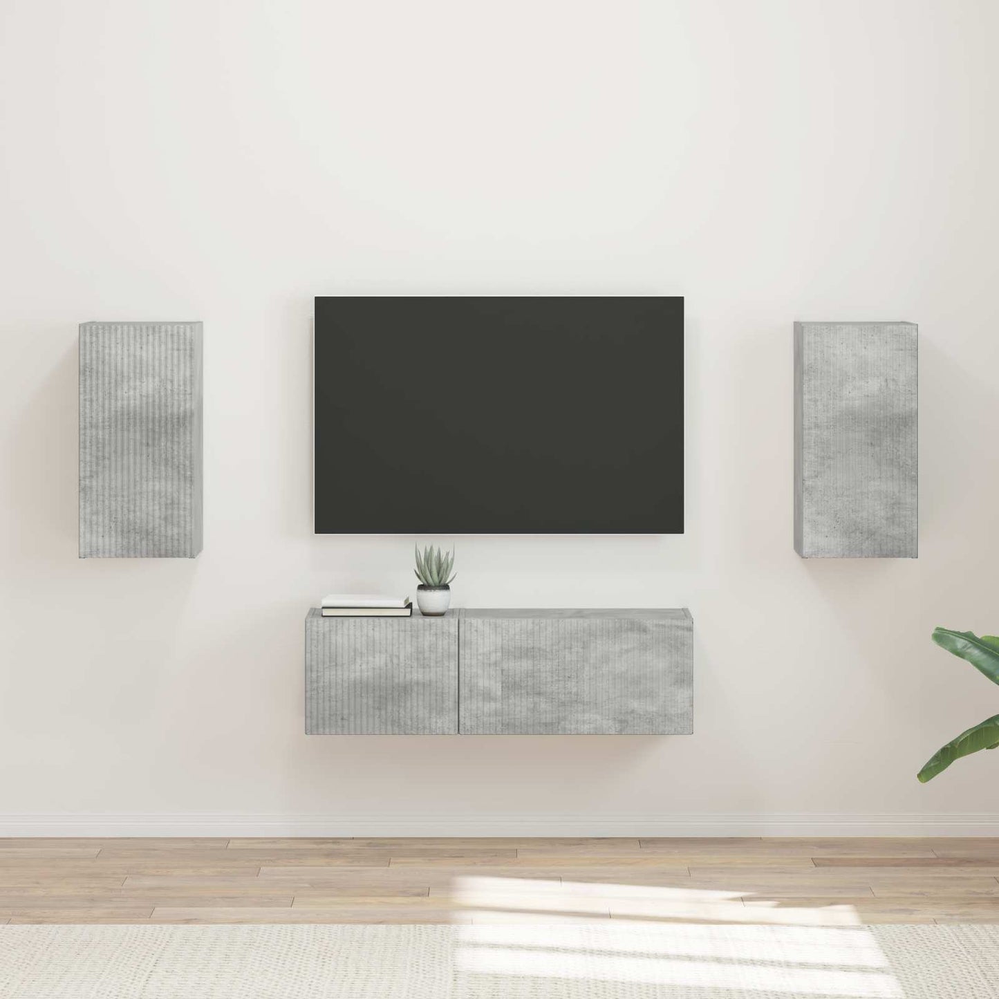 TV falit kabinet szett 4 pcs Beton Szürke Szerelt Fa
