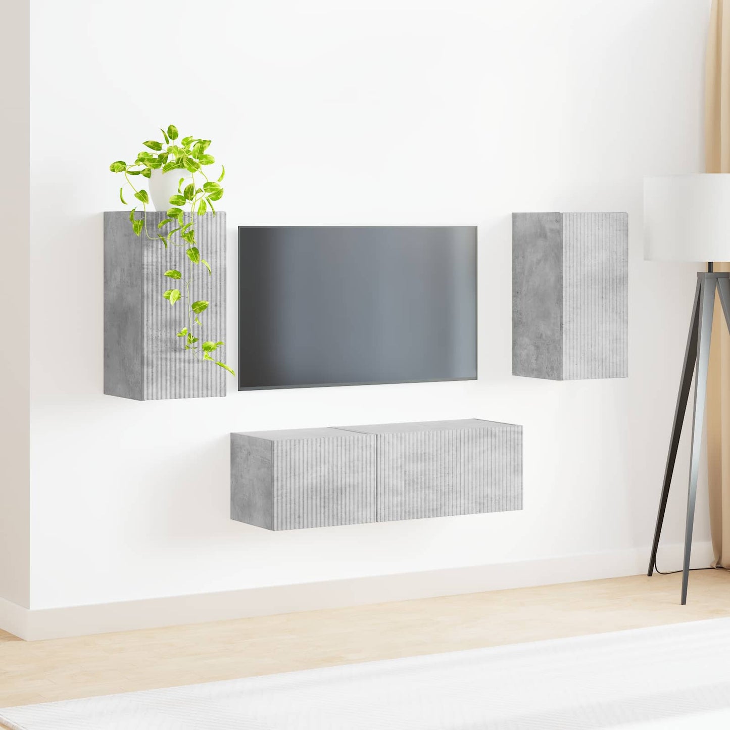 TV falit kabinet szett 4 pcs Beton Szürke Szerelt Fa