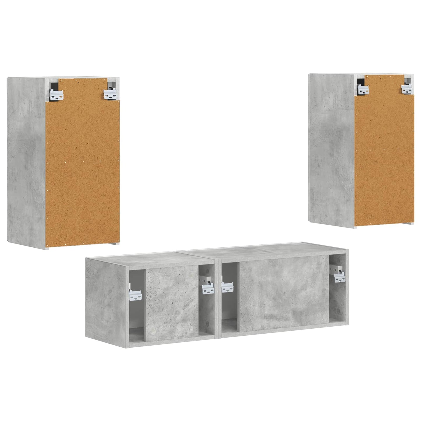 TV falit kabinet szett 4 pcs Beton Szürke Szerelt Fa