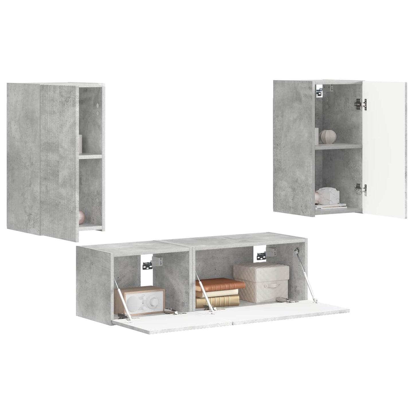 TV falit kabinet szett 4 pcs Beton Szürke Szerelt Fa