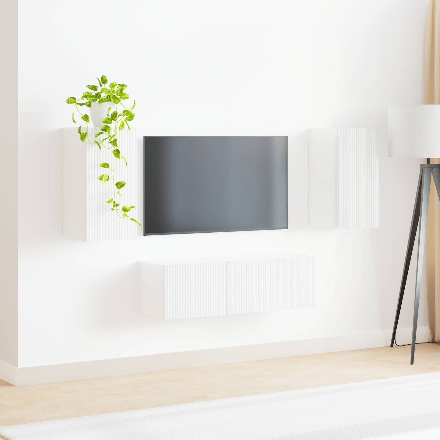 TV falit kabinet szett 4 pcs Magas Fényű Fehér Faanyag