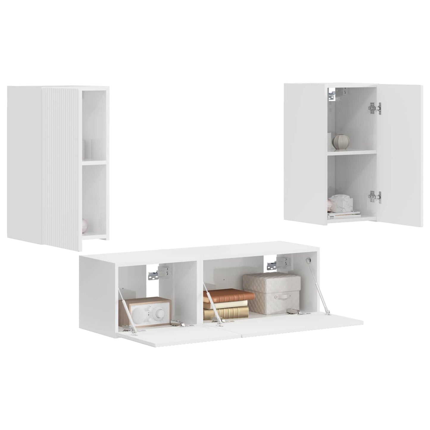 TV falit kabinet szett 4 pcs Magas Fényű Fehér Faanyag