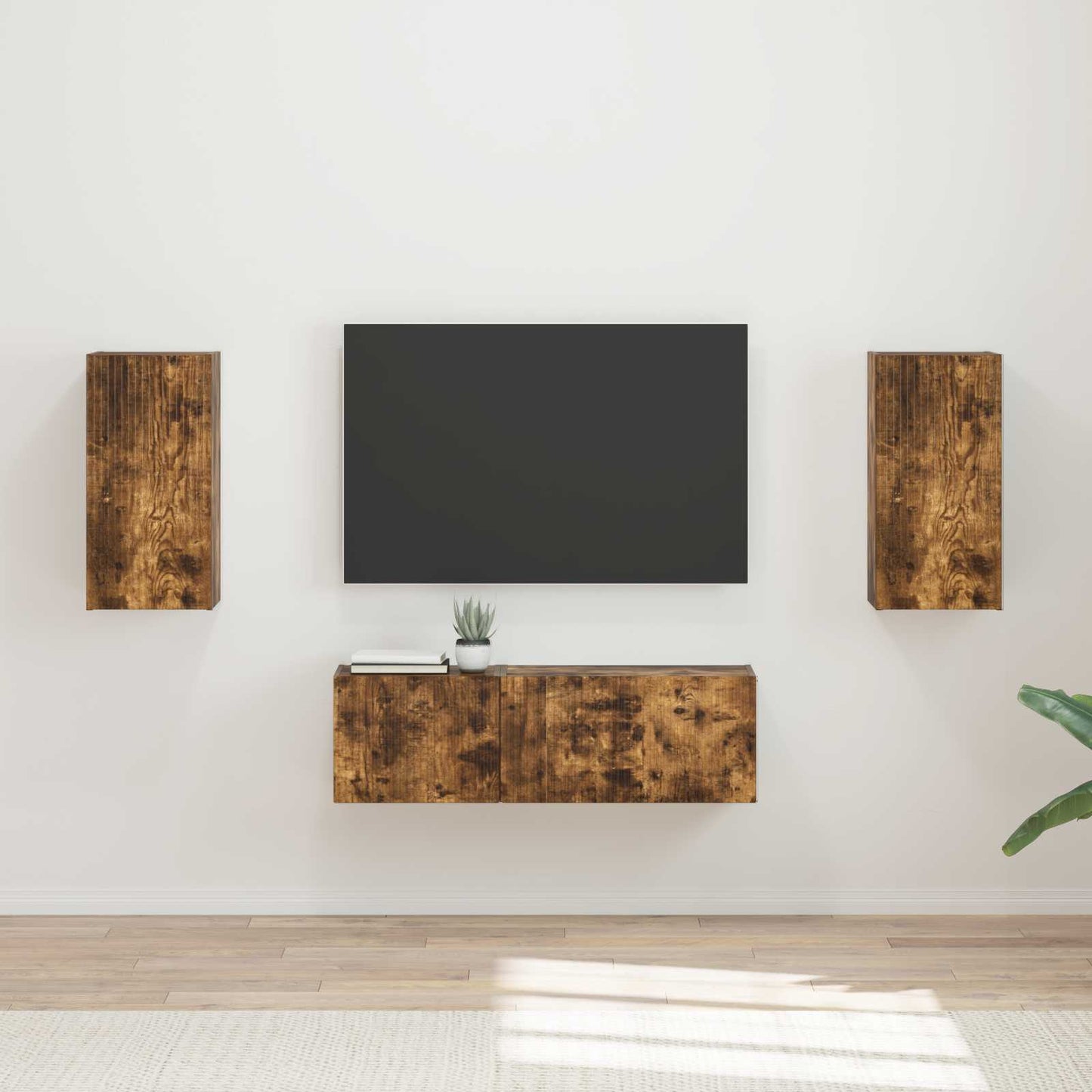 TV falit kabinet szett 4 pcs Füstölt tölgy Szerelt Fa