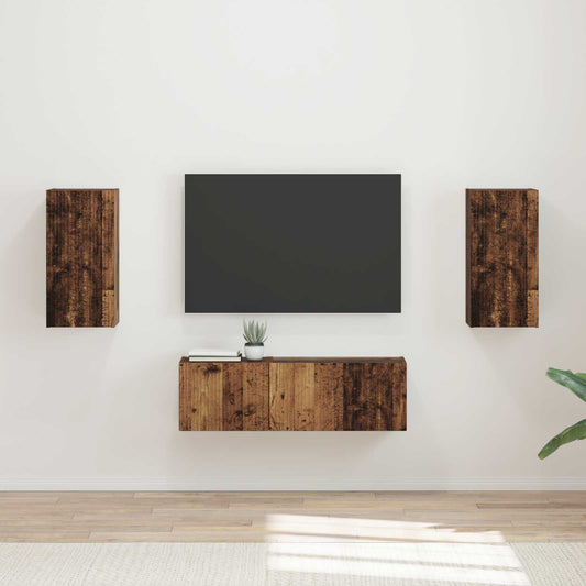 TV falit kabinet szett Falra szerelhető 4 pcs Öreg fa Faanyag