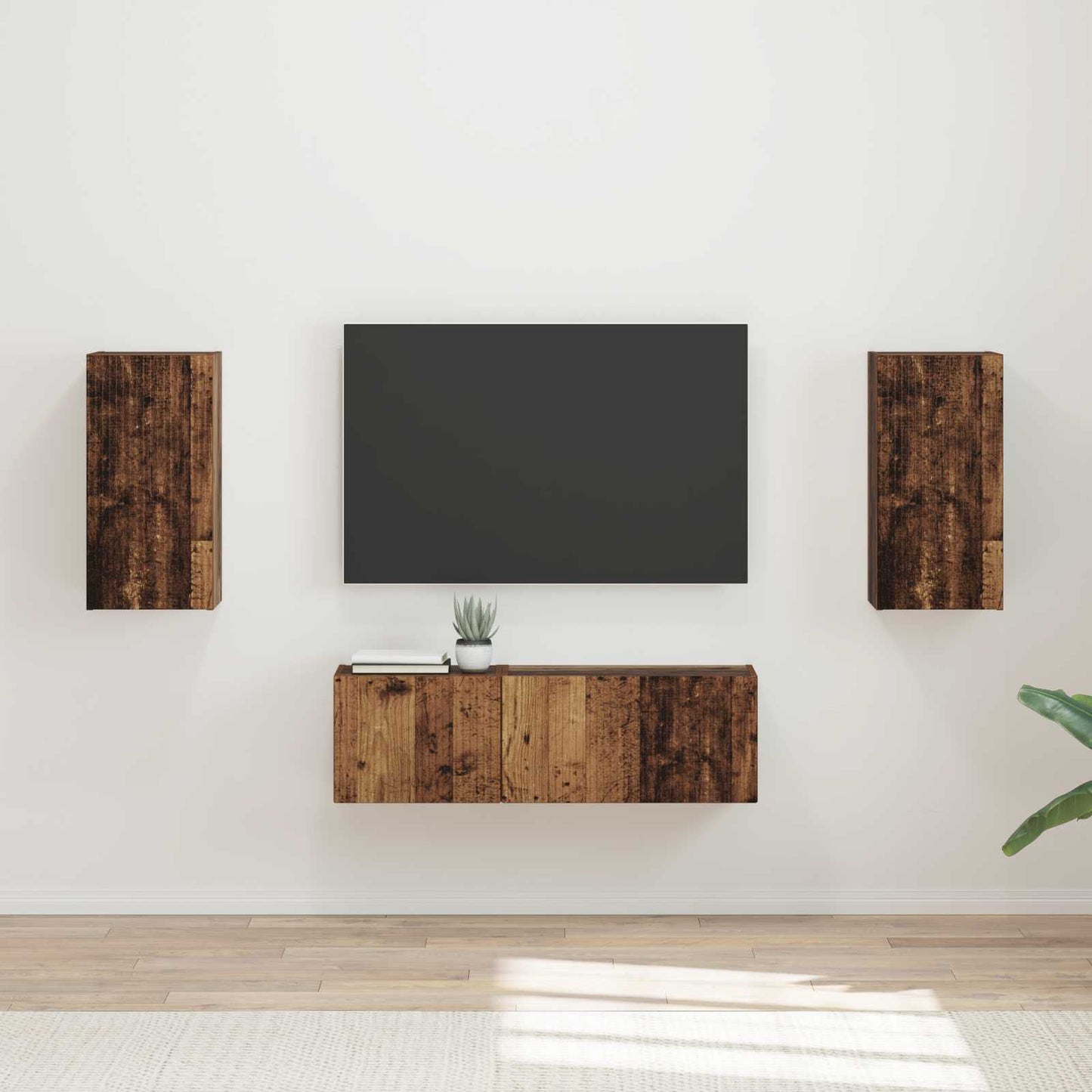 TV falit kabinet szett 4 pcs Öreg fa Szerelt Fa