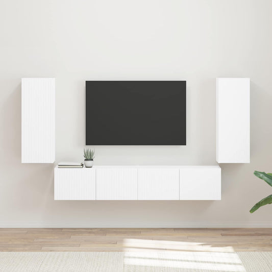 TV falit kabinet szett Falra szerelhető 4 pcs Fehér Faanyag